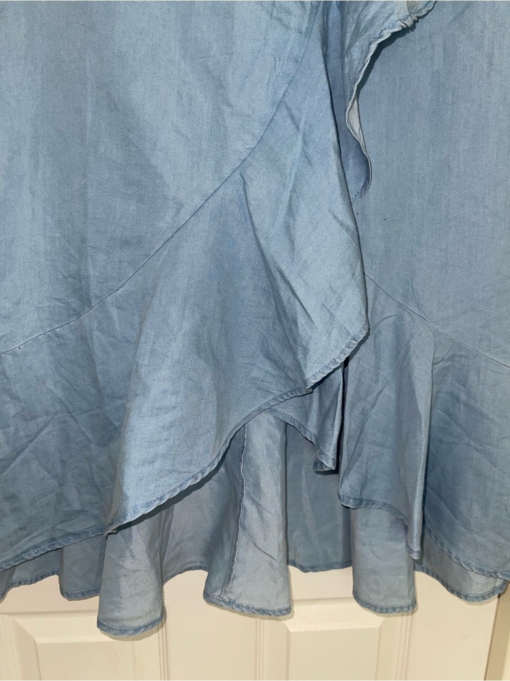 Light Blue Asymmetrical Ruffle Skirt - Women's - Picture 6 of 6